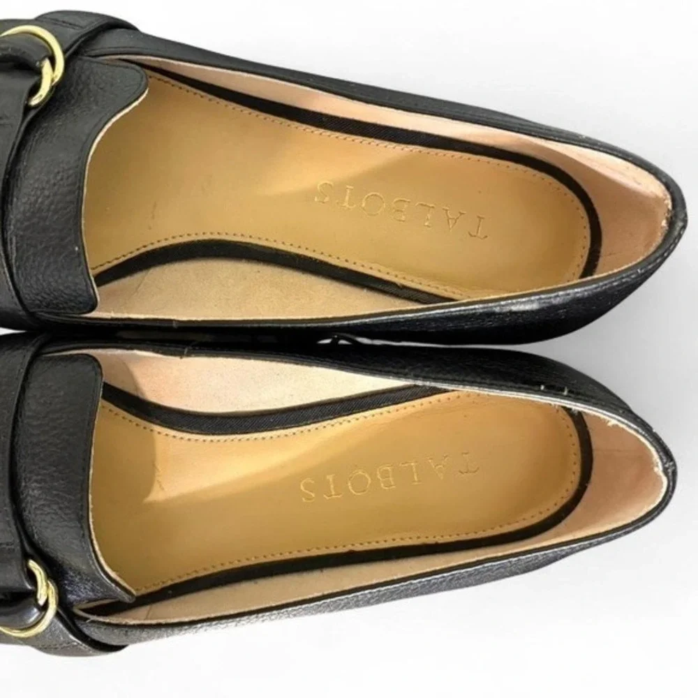 Talbots Black Leather Buckle Loafer Shoes Size 6.5N Career Office Capsule Fall
